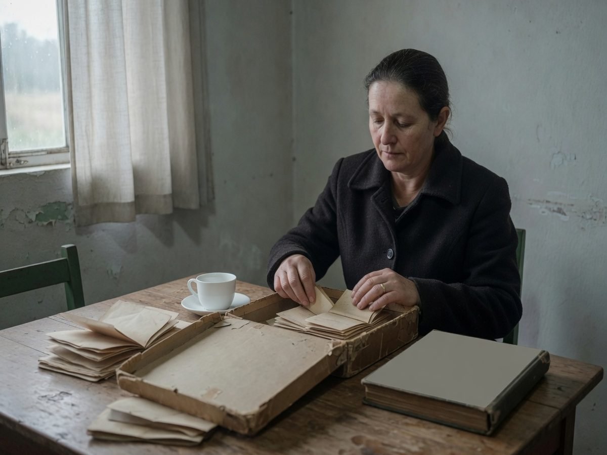 Dependente reunindo os documentos da família para a pensão por morte