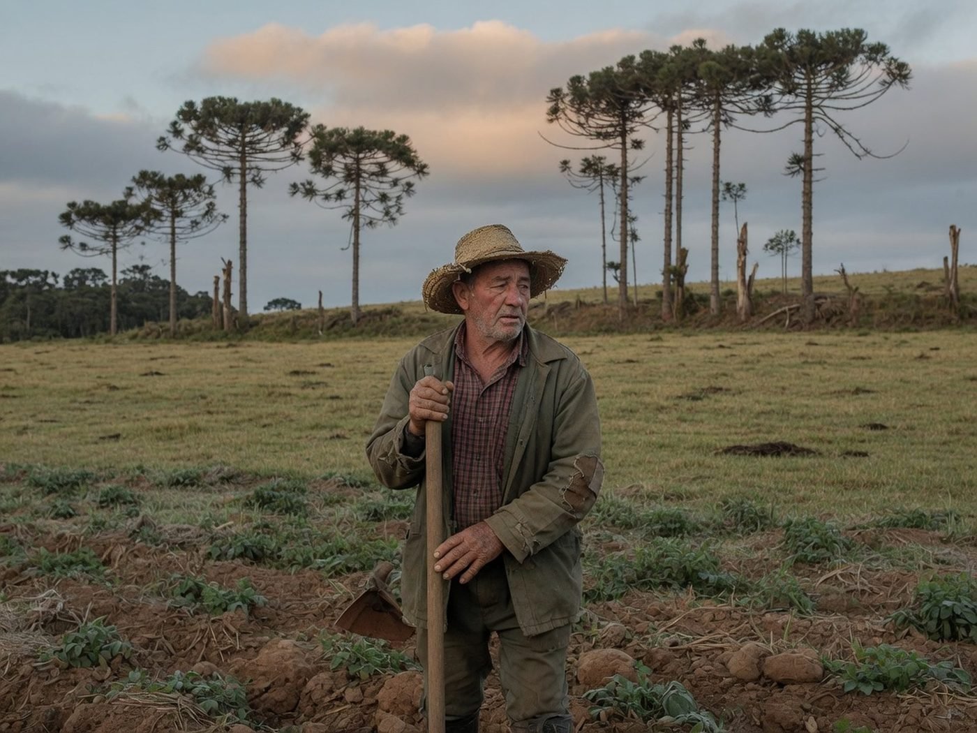 Agricultor familiar em lavoura de altitude na Serra Catarinense